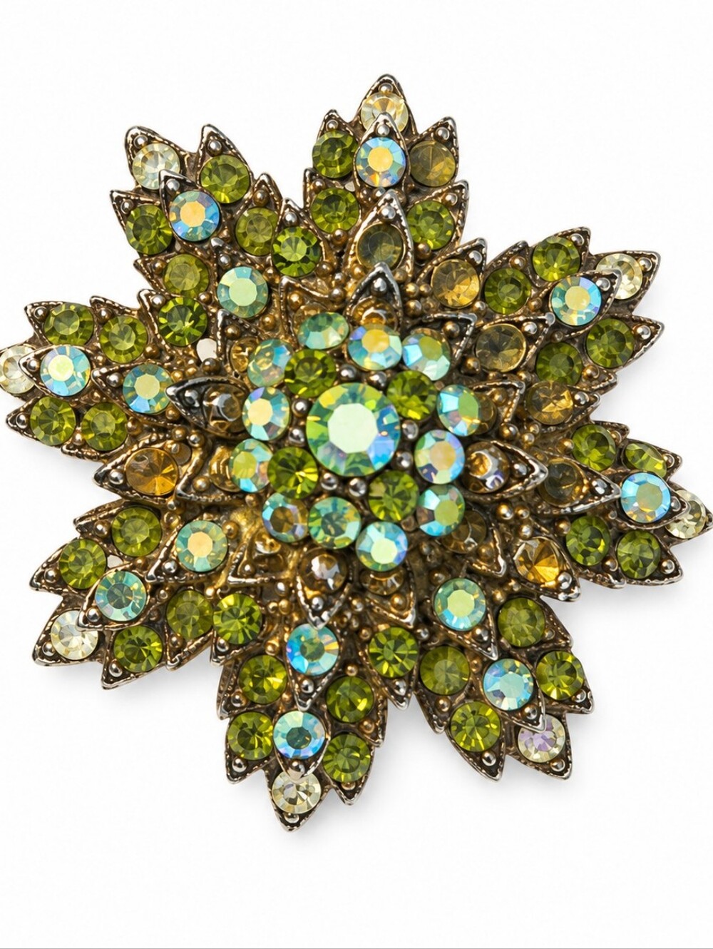 Vintage Aurora Borealis Crystal Brooch 2" 🔥